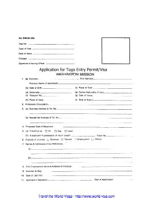 togo visa application form